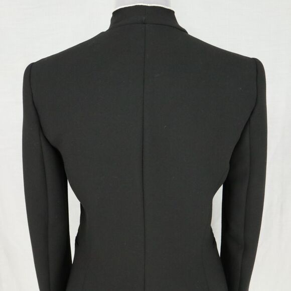 Zara Basic Jacket Womens Small Black White Trim Ruffle Front Lined Open Pockets - Picture 9 of 16